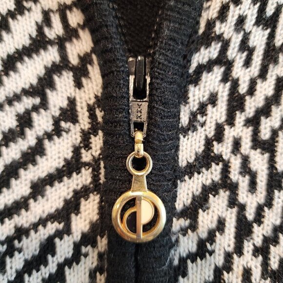 ERIC STEVEN Zip Front Cardigan Sweater Red Black White 90's Y2K Retro Vintage - Picture 4 of 5